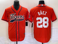 Men's Detroit Tigers Javier Baez Orange Replica Player Jersey Joint Edition