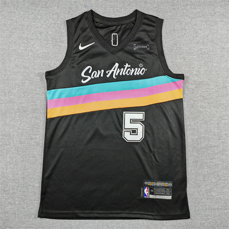 Men's San Antonio Spurs Stephon Castle Black 2025/26 Swingman Jersey - City Edition
