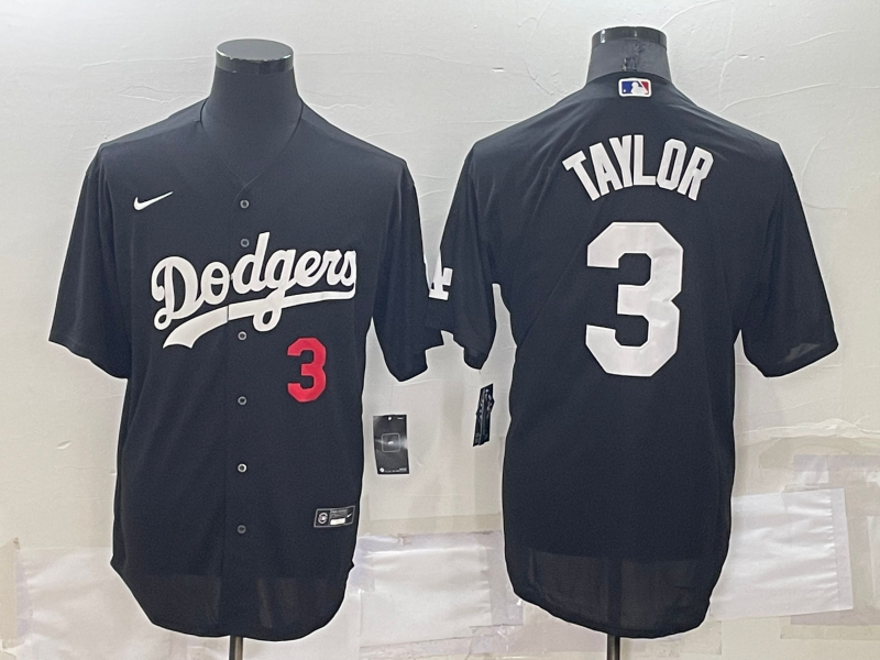 Men's Los Angeles Dodgers Chris Taylor Black Stitched Jersey