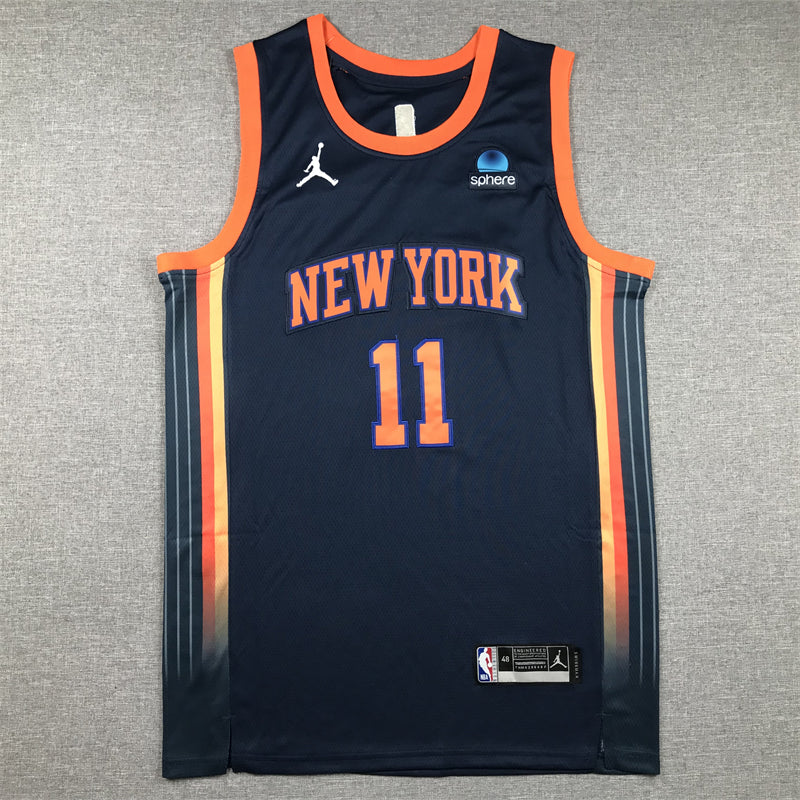 Men's New York Knicks Jalen Brunson Navy Swingman Jersey - Statement Edition