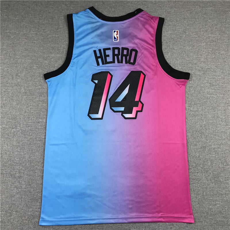 Men's Miami Heat Tyler Herro Pink/Blue Swingman Player Jersey