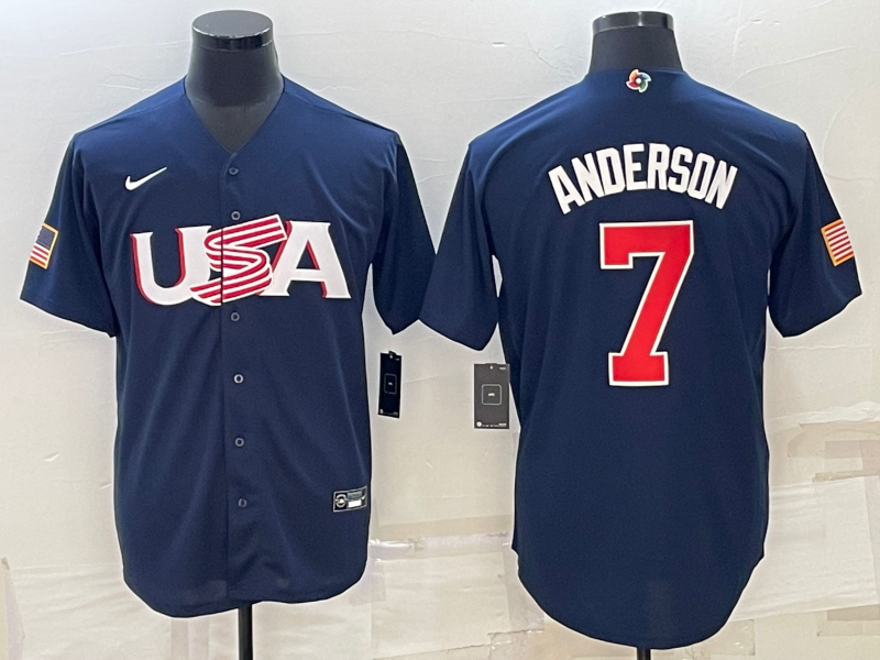 Men's 2023 World Baseball Classic Tim Anderson USA Navy Jersey