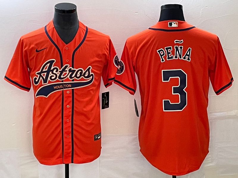 Men's Houston Astros Jeremy Pena Orange Replica Jersey Joint Edition