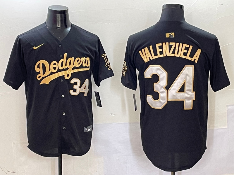 Men's Los Angeles Dodgers Fernando Valenzuela Black Team Player Jersey