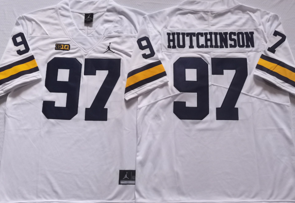 Men's Michigan Wolverines Aiden Hutchinson White Alumni Player Game Jersey
