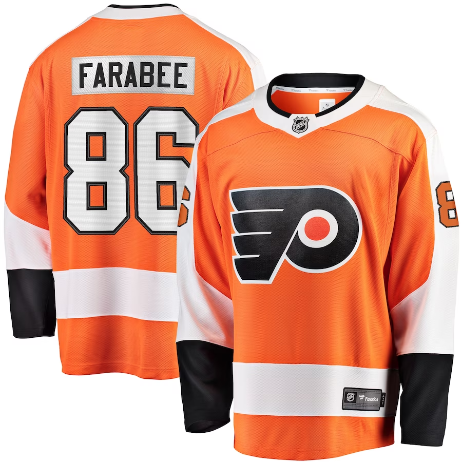 Men's Philadelphia Flyers Joel Farabee Orange Replica Player Jersey