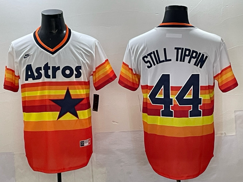 Men's Houston Astros Still Tippin White Home Cooperstown Collection Player Jersey