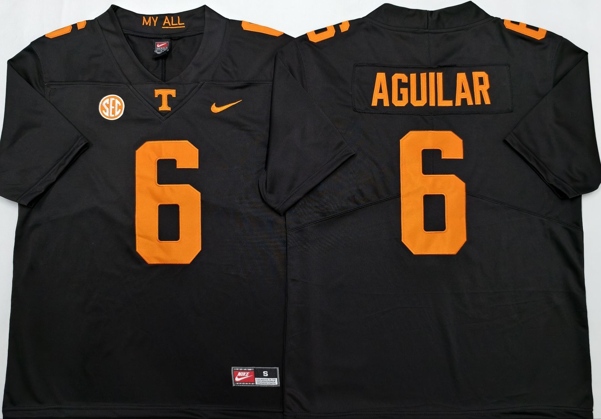 Men's Tennessee Volunteers Joey Aguilar Black Player Game Jersey