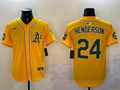 Men's Oakland Athletics Rickey Henderson Yellow Game Player Jersey