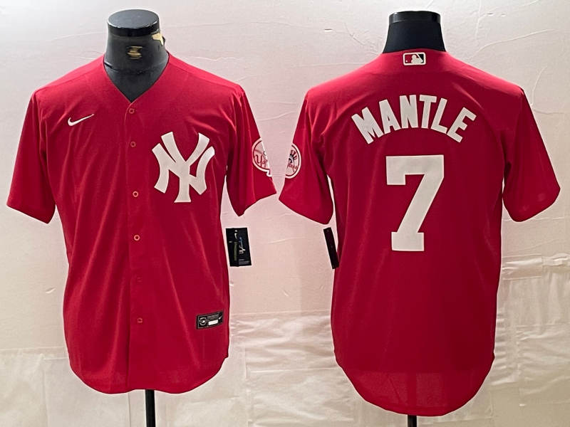 Men's New York Yankees Mickey Mantle Red Replica Player Jersey