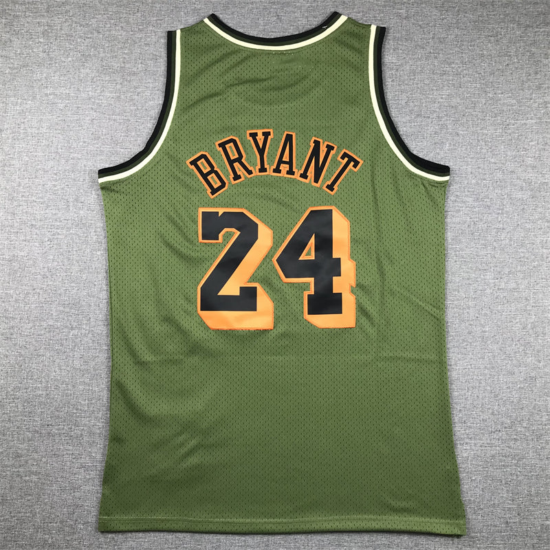 Men's Los Angeles Lakers Kobe Bryant Army Green 1996-97 Hardwood Classics Swingman Jersey