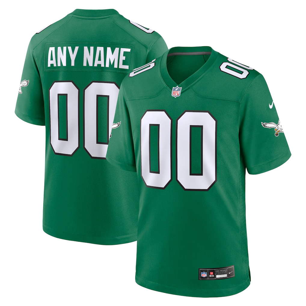 Men's Philadelphia Eagles Kelly Green Alternate Custom Game Jersey