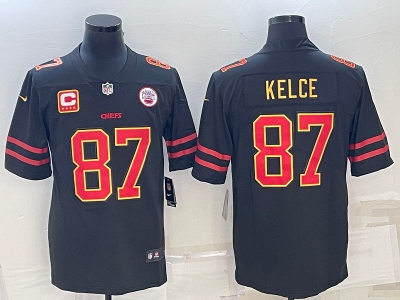 Men's Kansas City Chiefs Travis Kelce Black Team Game Jersey
