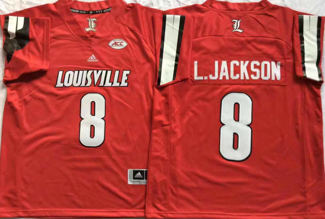 Men's Louisville Cardinals Lamar Jackson Red Player Game Jersey