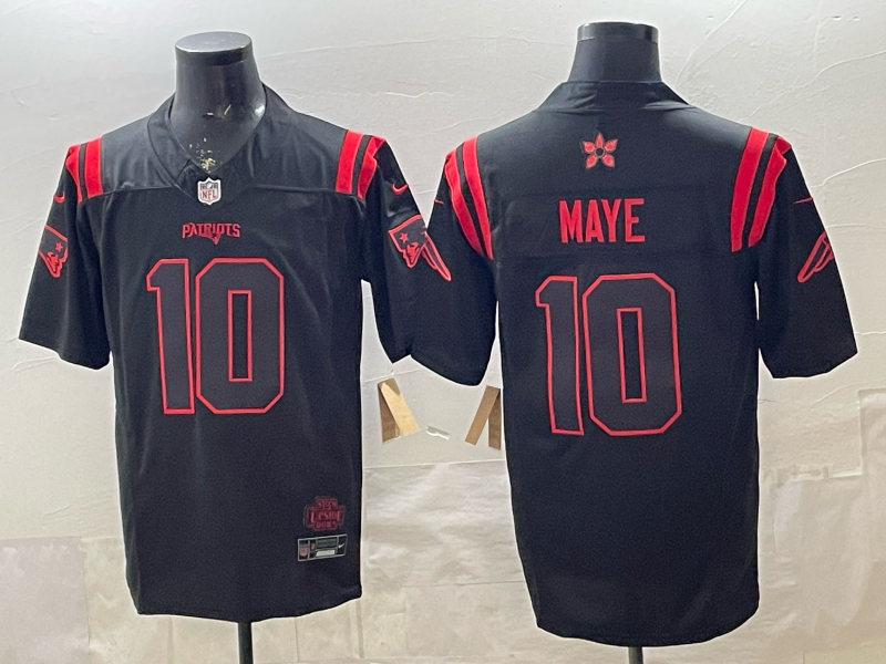 Men's New England Patriots Drake Maye Black Player Jersey