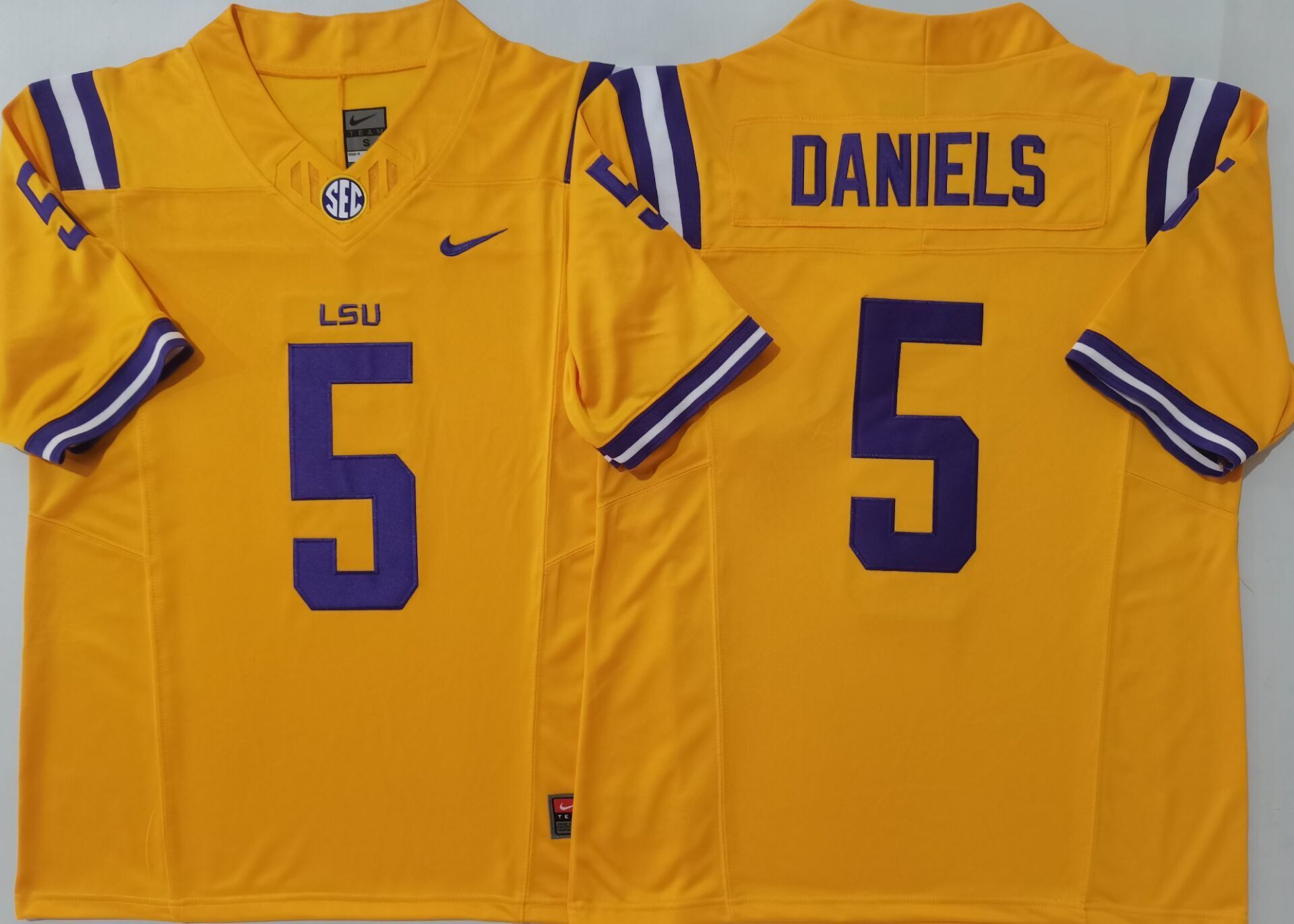 Men's LSU Tigers Jayden Daniels Yellow Player Jersey