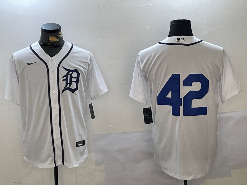 Men's Detroit Tigers White 2024 Jackie Robinson Day Home Limited Jersey