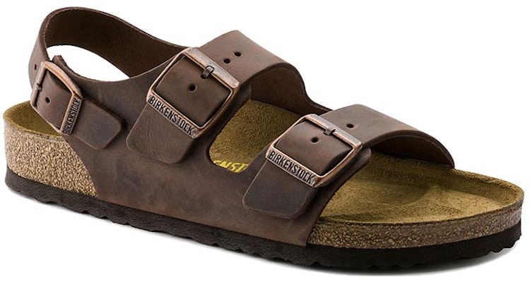 Birkenstock Milano Oiled Leather Habana 0034871 Brown Beach Sandals