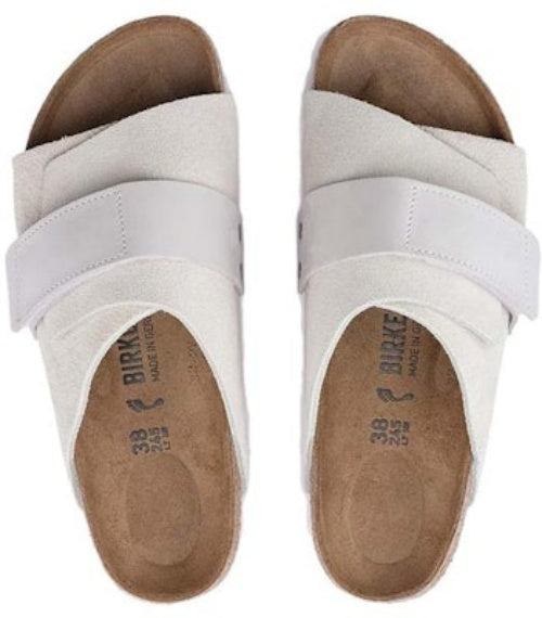 Birkenstock Kyoto 1024526 Nubuck Suede Leather Narrow Fit Antique White Sandals