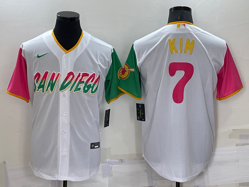 Men's San Diego Padres Ha-Seong Kim White Stitched Jersey