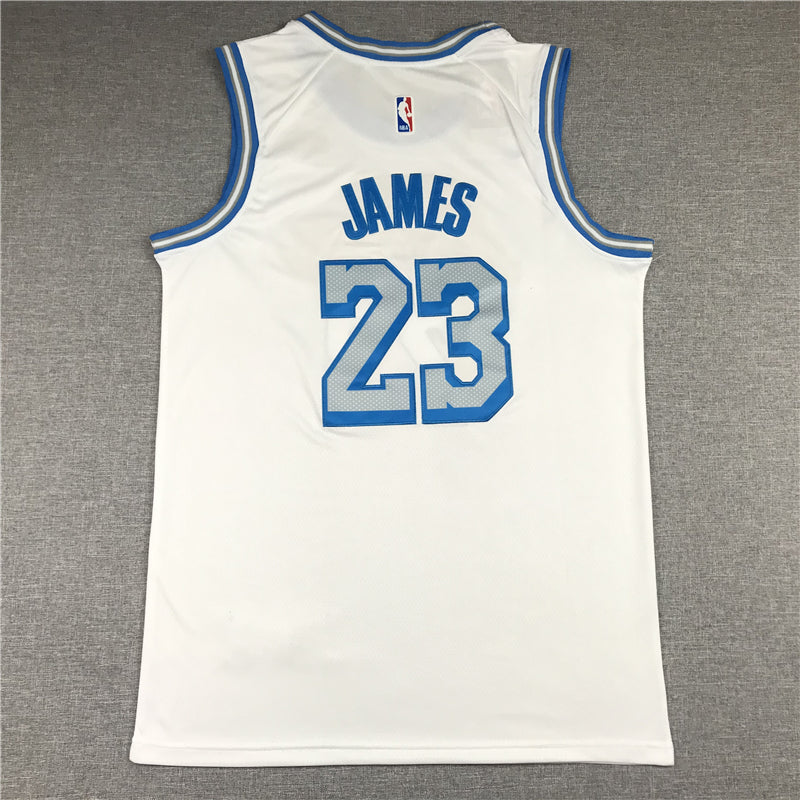 Men's Los Angeles Lakers LeBron James 2020/21 White Swingman Jersey City Edition