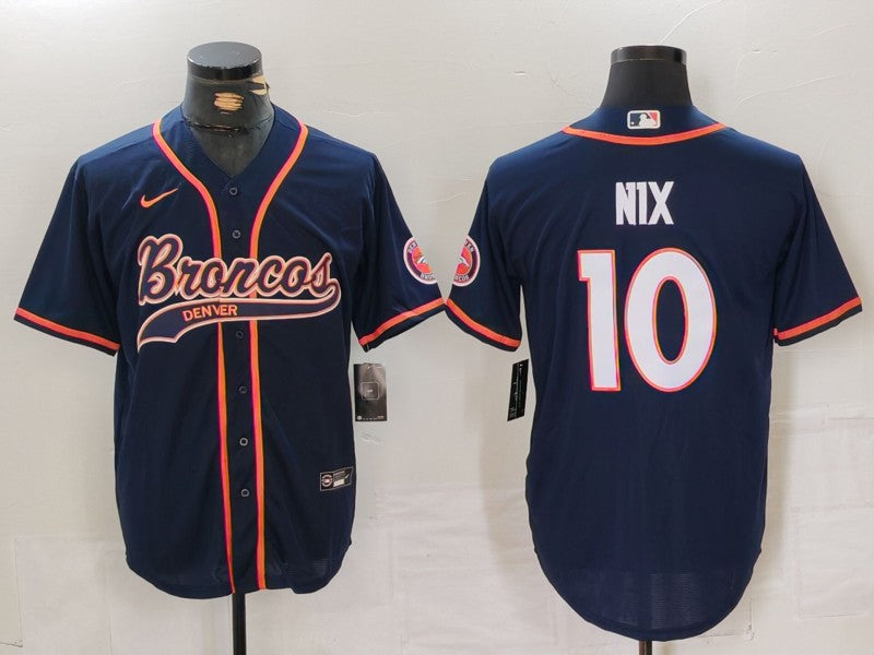 Men's Denver Broncos Bo Nix Navy Game Jersey