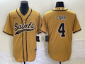 Men's New Orleans Saints Derek Carr Yellow Game Jersey Joint Edition