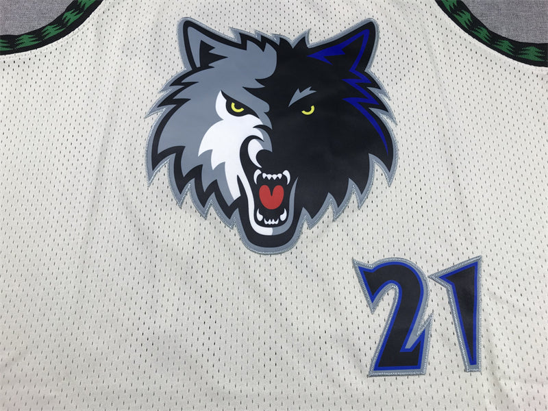 Men's Minnesota Timberwolves Kevin Garnett Cream Hardwood Classics Swingman Jersey