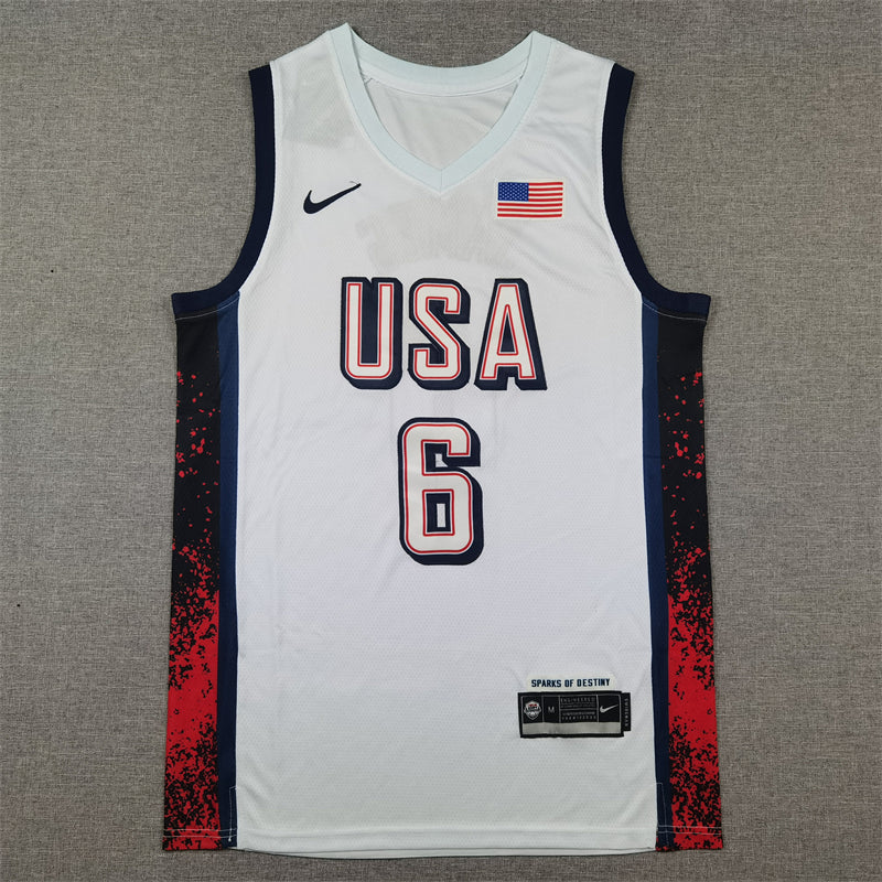 Men's 2024 USA Dream Team LeBron James White Authentic Player Jersey