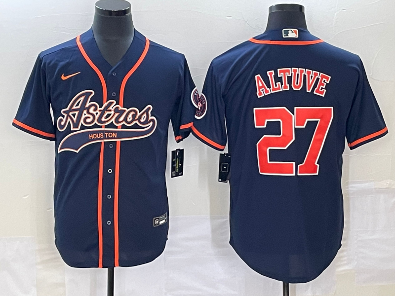Men's Houston Astros Jose Altuve Navy Replica Jersey Joint Edition