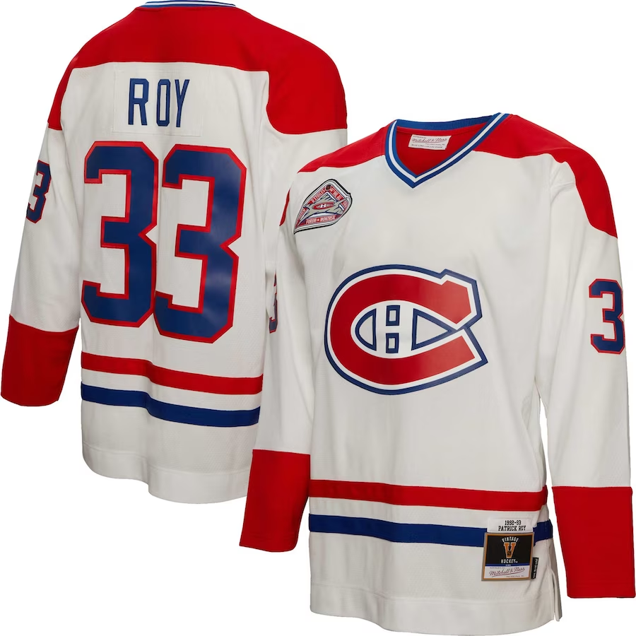 Men's Montreal Canadiens Patrick Roy White Player Game Jersey