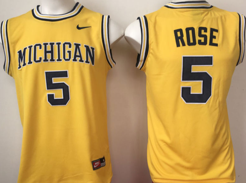 Men's Michigan Wolverines Jalen Rose Yellow Team Replica Basketball Jersey