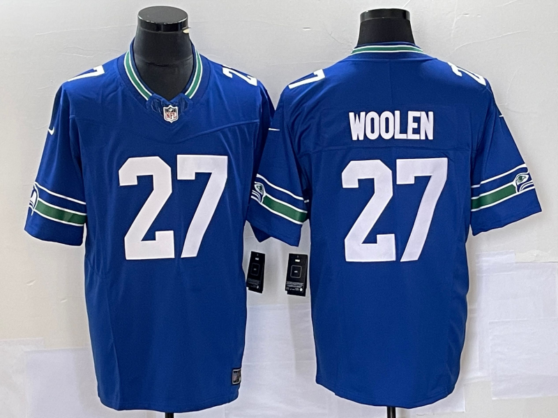 Men's Seattle Seahawks Tariq Woolen Royal Throwback Legend Player Jersey