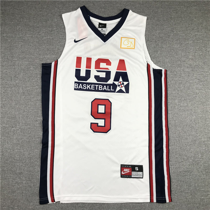 Men's Michael Jordan White Dri-fit Team USA Stitched Basketball Jersey
