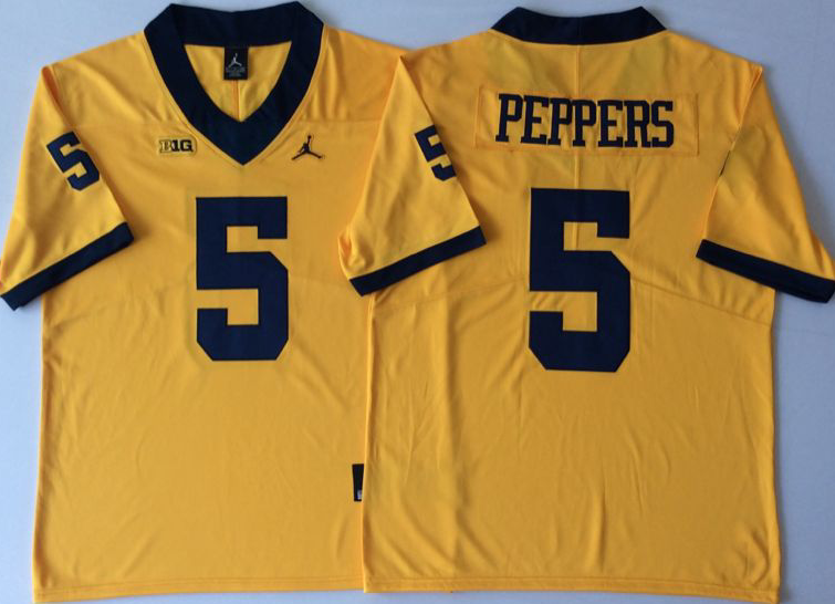 Men's Michigan Wolverines Jabrill Peppers Yellow Alumni Player Game Jersey