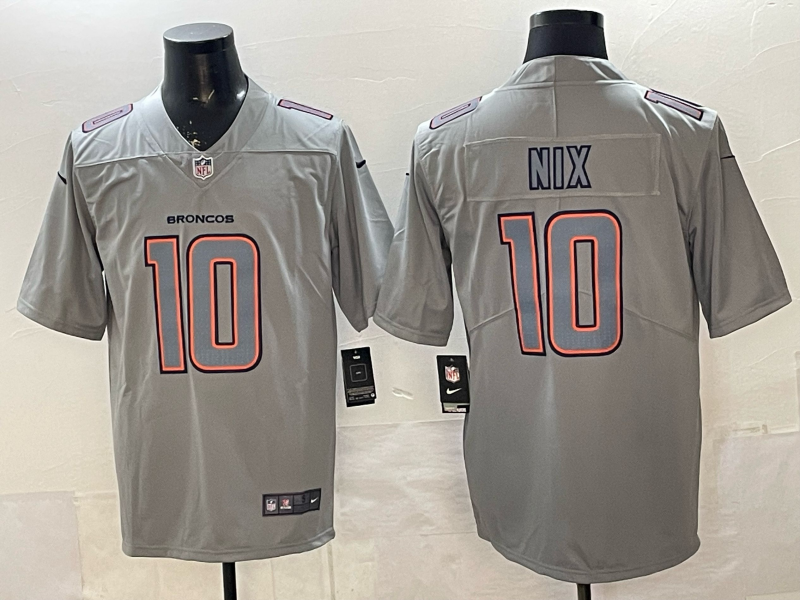 Men's Denver Broncos Bo Nix Gray Inverted Team Game Jersey