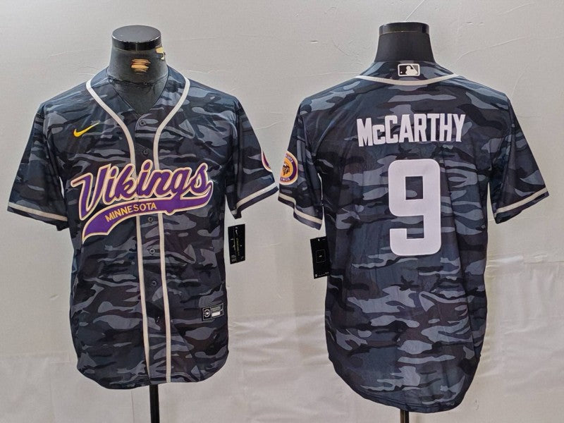 Men's Minnesota Vikings J.J. McCarthy Grey Camouflage Game Jersey
