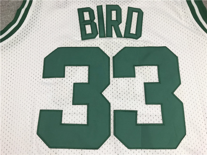 Men's Boston Celtics Larry Bird White 1985-86 Hardwood Classics Swingman Jersey