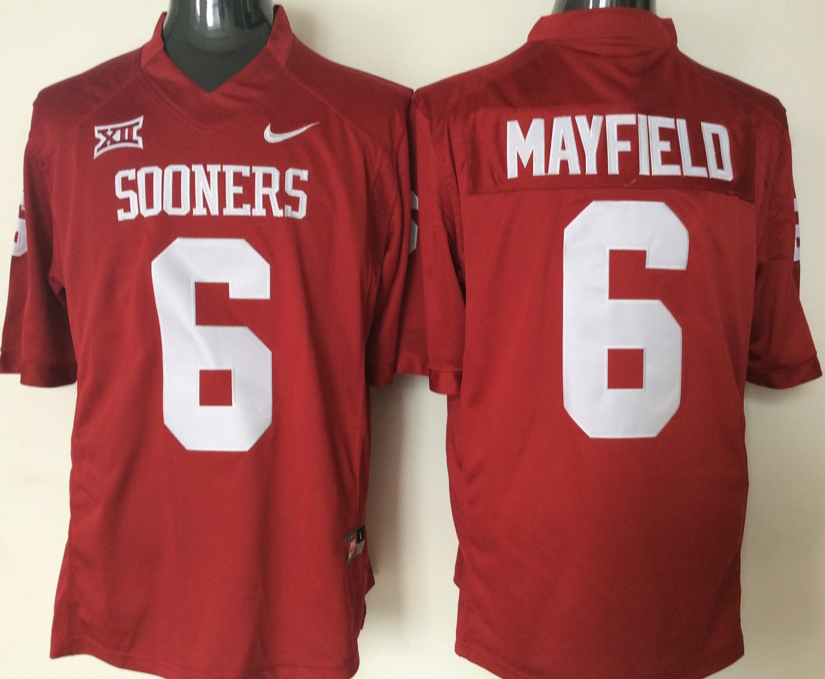 Men's Oklahoma Sooners Baker Mayfield Crimson Player Jersey