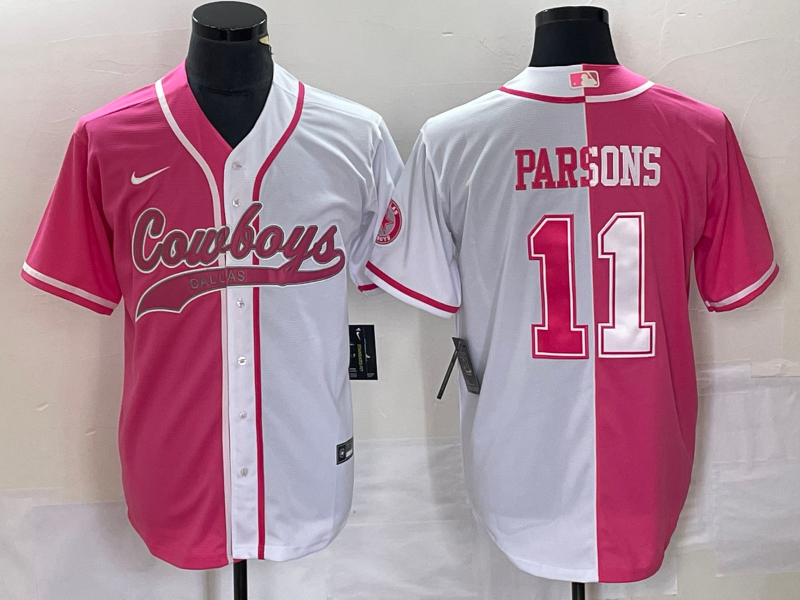 Men's Dallas Cowboys Micah Parsons Pink/White Game Jersey Joint Edition
