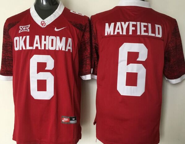 Men's Oklahoma Sooners Baker Mayfield Crimson Player Game Jersey
