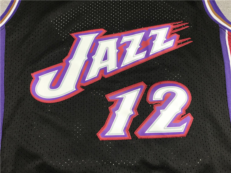 Men's Utah Jazz John Stockton Black 1998-99 Hardwood Classics Swingman Jersey