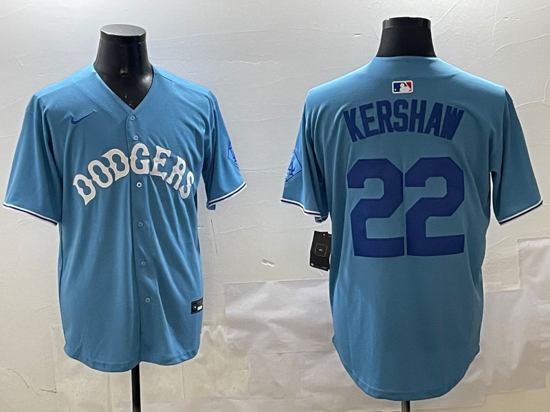 Men's Los Angeles Dodgers Clayton Kershaw Light Blue Replica Player Jersey
