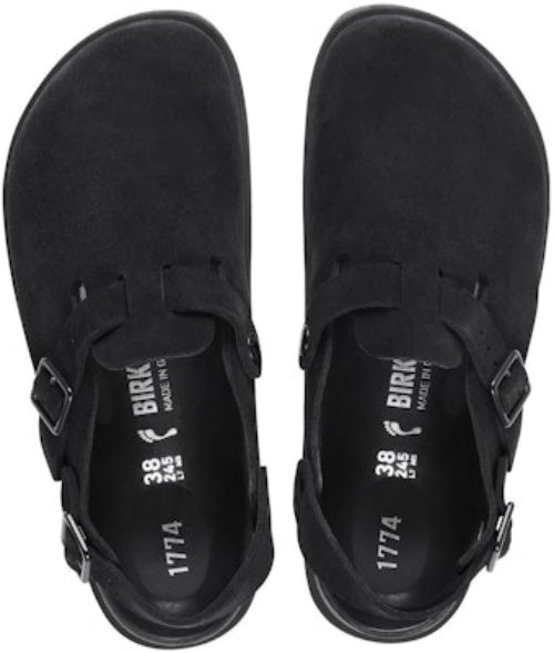 Birkenstock 1774 IV Tokio 1025897 Black Suede Leather Covered-Toe Slippers
