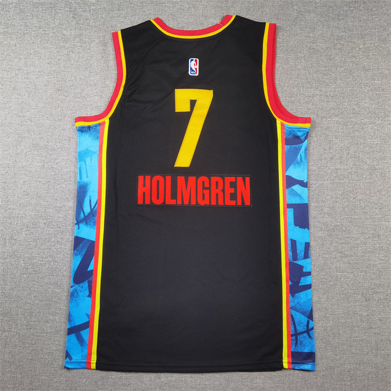 Men's Oklahoma City Thunder Chet Holmgren Black 2024/25 Swingman Player Jersey - City Edition