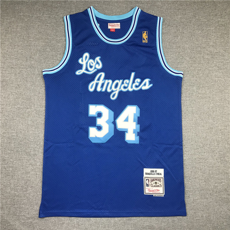 Men's Los Angeles Lakers Shaquille O'Neal Blue Hardwood Classics Swingman Jersey