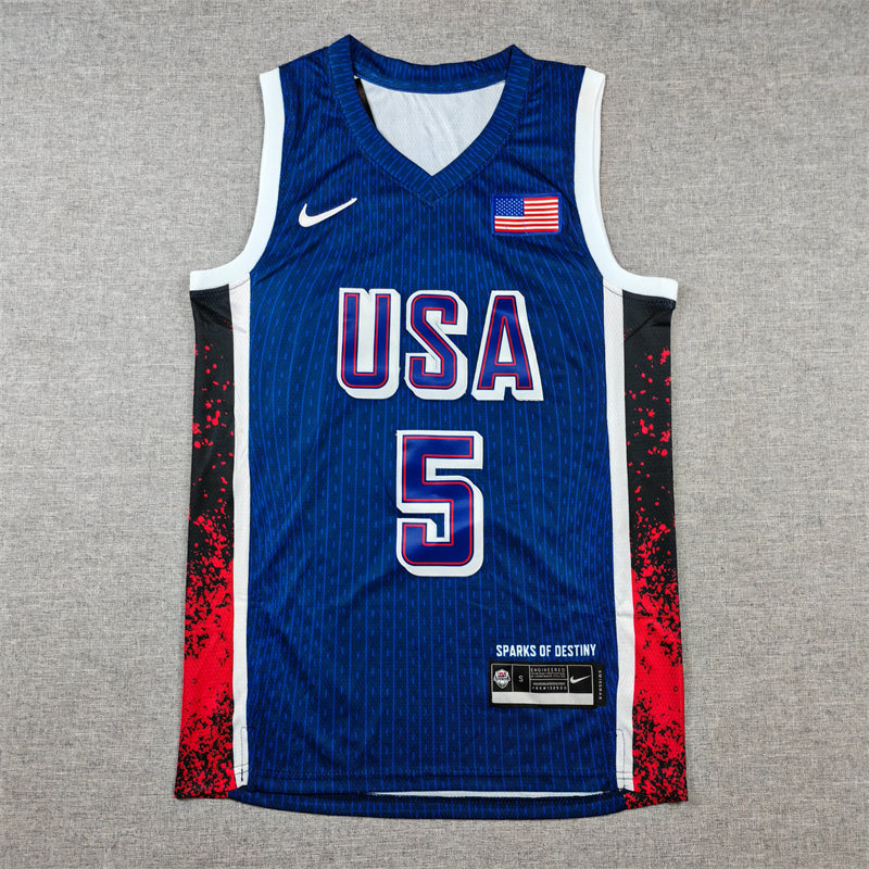 Men's 2024 USA Dream Team Anthony Edwards Navy Authentic Player Jersey