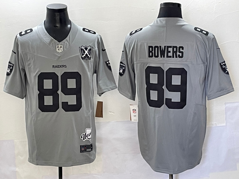 Men's Las Vegas Raiders Brock Bowers Gray Game Player Jersey