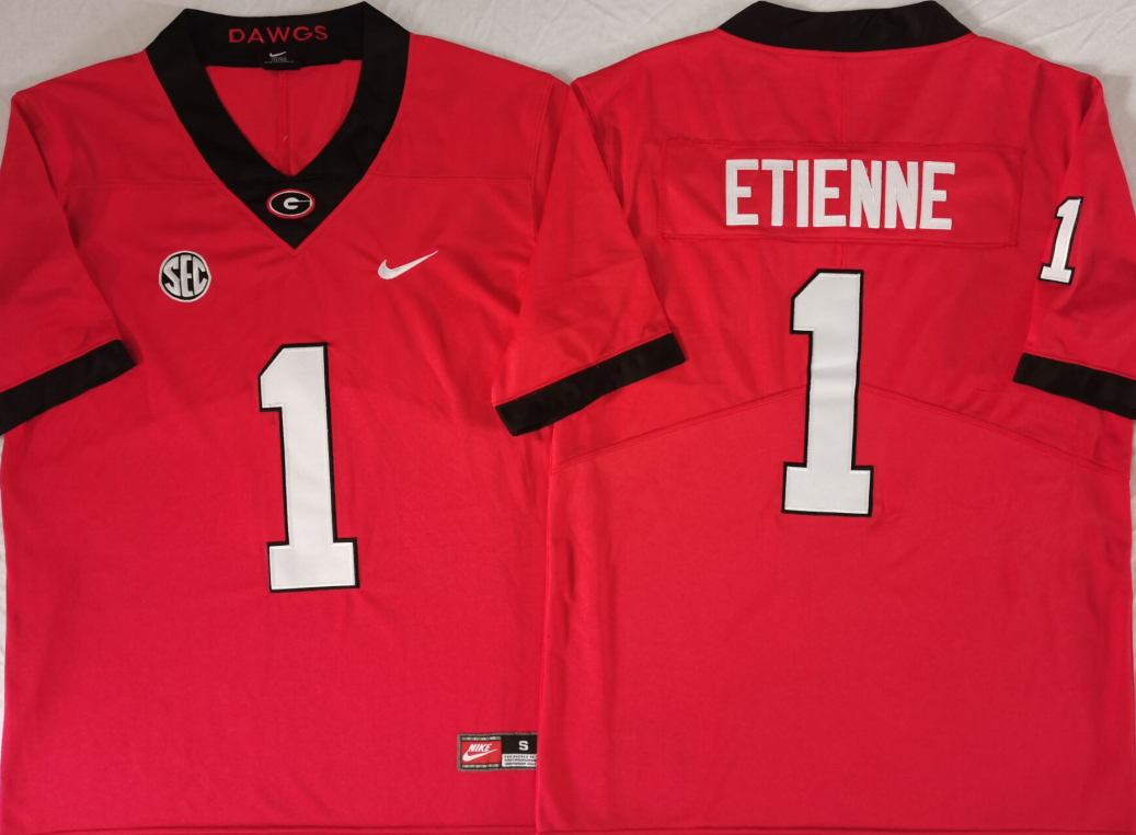 Men's Georgia Bulldogs Trevor Etienne Red Game Jersey