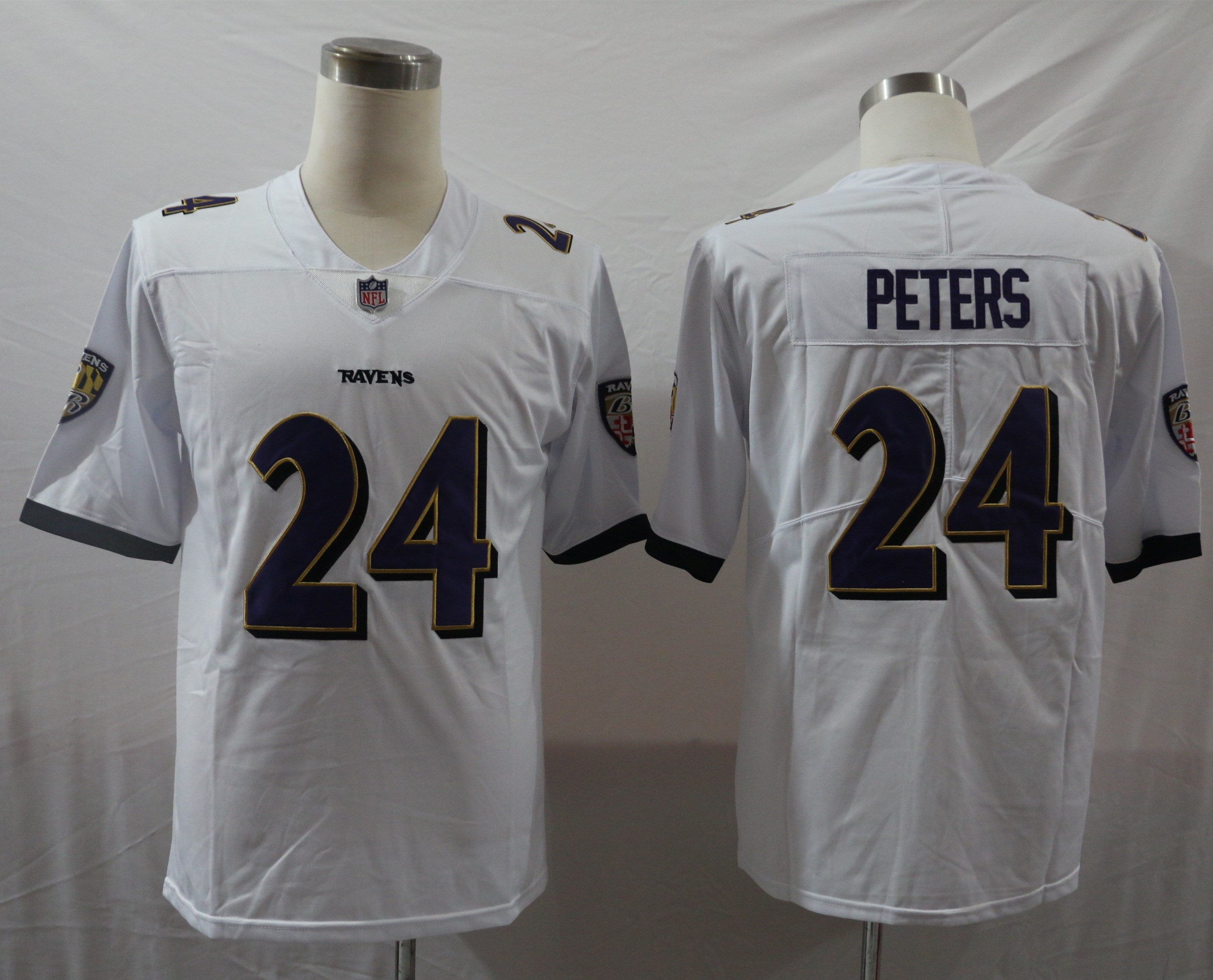 Men's Baltimore Ravens Marcus Peters White Game Jersey